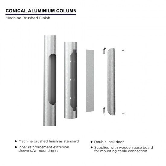 4m Aluminium Conical Lamp Post / Lighting Column - Machine Brushed Aluminium Street Lamp Post Root Mounted 4 Metre (4m Above Ground)