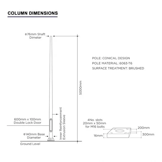 5m Aluminium Conical Lamp Post / Lighting Column Flange Plated Bolt Down - Machine Brushed Aluminium Street Lamp Post 5 Metre (5m Above Ground) 5m Aluminium Conical Lamp Post / Lighting Column Flange Plated Bolt Down - Machine Brushed Aluminium Street Lamp Post 5 Metre (5m Above Ground)