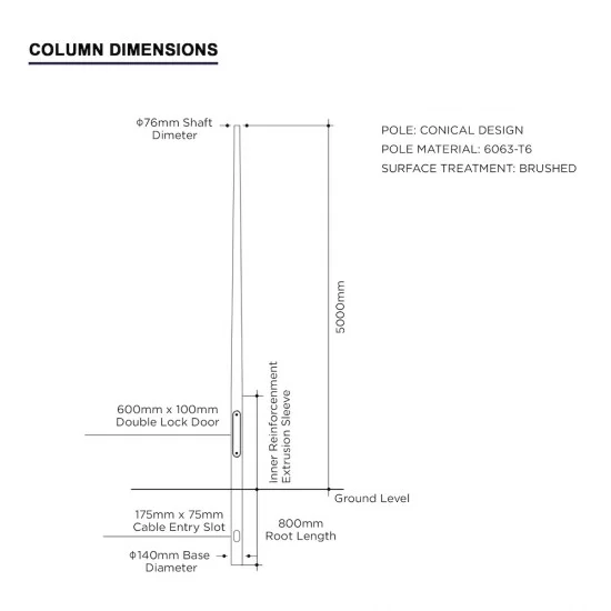 5m Aluminium Conical Lamp Post / Lighting Column - Machine Brushed Aluminium Street Lamp Post Root Mounted 5 Metre (5m Above Ground) 5m Aluminium Conical Lamp Post / Lighting Column - Machine Brushed Aluminium Street Lamp Post Root Mounted 5 Metre (5m Above Ground)