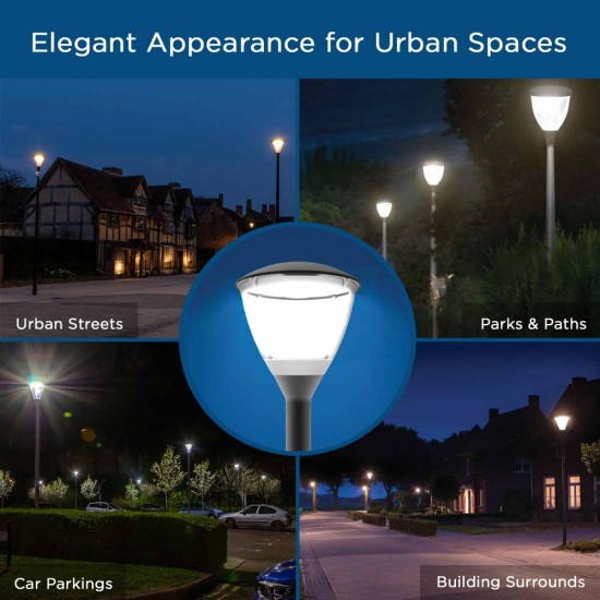 50W LED Post Top Street Lantern Eclipse - 360 Degree Car Park / Street Light Luminaire 50W c/w 76mm Entry