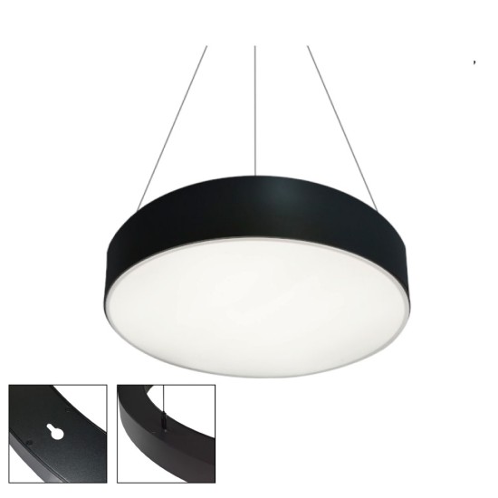 LED Round Surface Mount/Suspended Downlight Ø360mm - 24W (2,280lm) Black Casing