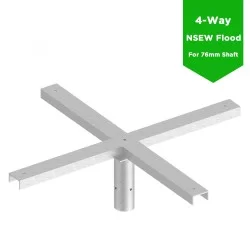 4-Way Flood Light Bracket - North, South, East, West for 76mm Street Lamp Post Column