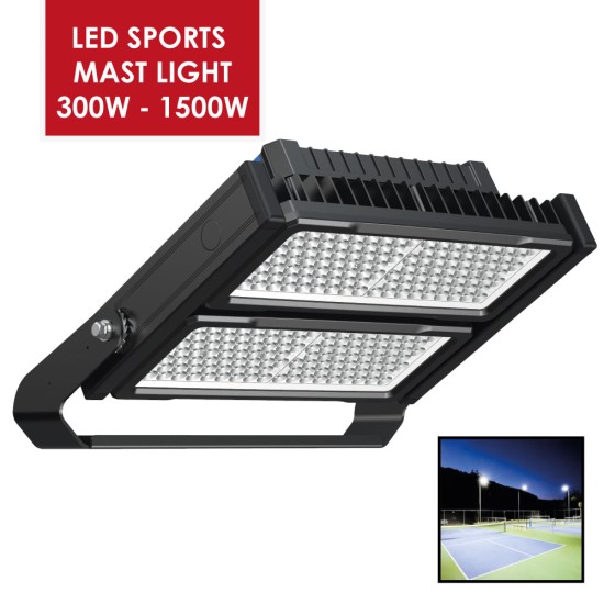 600W Asymmetric LED Flood Sports Area Light for Tennis Court, Football, Rugby Pitch, Horse Menage, Golf, Stadium, Arena