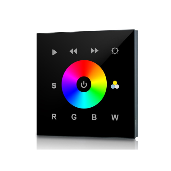 CLEARANCE SR-2811DMX 512 Wallplate Controller - Black Glass Front - Colour Selection Wheel with 8 built-in programs