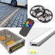 Recessed Patio Drive Driveway Garden LED Strip RGBW Colour Changing - Outdoor Garden LED Kit - Includes LED Strip Tape, LED Profile, Driver + Optional RF Remote or Wall Plate Controller, 5m Cable 24V - IP65