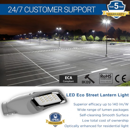 LED ECO Street Lantern Light 20W/2,800lm – 3 - 5m Column Street Lighting Fixture