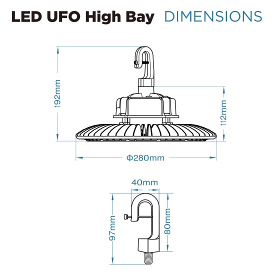 LED High Bay Light c/w PIR Motion Sensor/Detection for extra Energy Savings - Warehouse Industrial UFO Fitting 