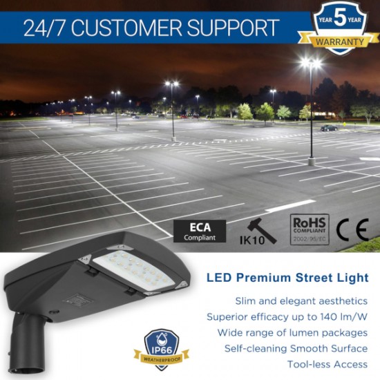 LED Premium Street Light 40w  - 3-6M Column Street Lighting Fixture Flicker Free - Dark Sky Friendly 3000K/4000K 0% ULOR