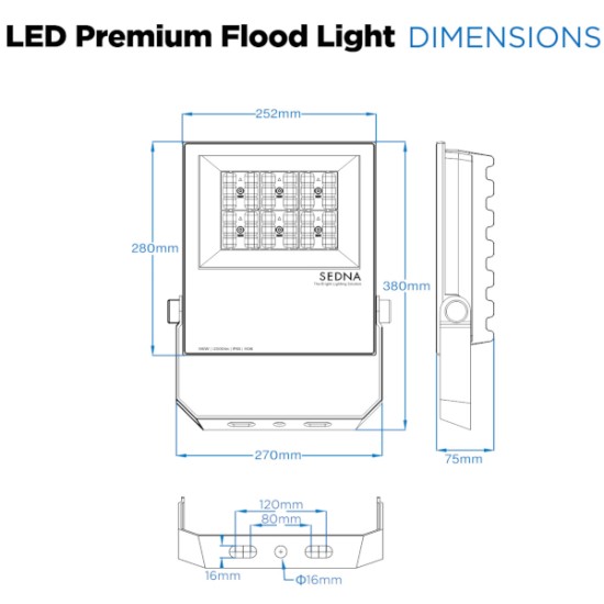 100W LED Flood Spot Light Car Park Garden Heavy Duty - Direct Replacement for 250W SON