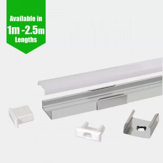 LED Channel - SLIM / Aluminium Profile for LED Strip series - 1m/2m/2.5m length c/w LED Strip Diffuser