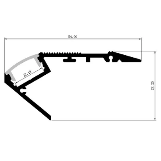 LED Profile Step Extrusion / Stair Nosing (Uplight) for LED Strip - Aluminium LED Channel c/w Clip-in Diffuser + End Caps LED Profile Step Extrusion / Stair Nosing (Uplight) for LED Strip - Aluminium LED Channel c/w Clip-in Diffuser + End Caps