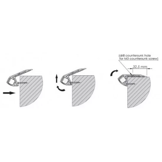 LED Profile Step Extrusion / Stair Nosing (Uplight) for LED Strip - Aluminium LED Channel c/w Clip-in Diffuser + End Caps LED Profile Step Extrusion / Stair Nosing (Uplight) for LED Strip - Aluminium LED Channel c/w Clip-in Diffuser + End Caps