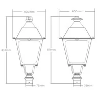 LED Post Top Lantern - Victorian / Traditional Street Light Luminaire 50W - 4-8m Column Street Lighting Fixture Replaces 70W SOX Flicker Free
