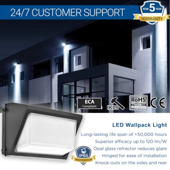 LED Wallpack - 40W 4,800lm - Die-cast aluminium Body with 5mm Glass - Replacement for 70W MHL Metal Halide Replacements Flicker Free